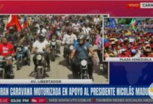 Motorizados toman calles de Caracas para celebrar un mes de la victoria del presidente Nicolás Maduro