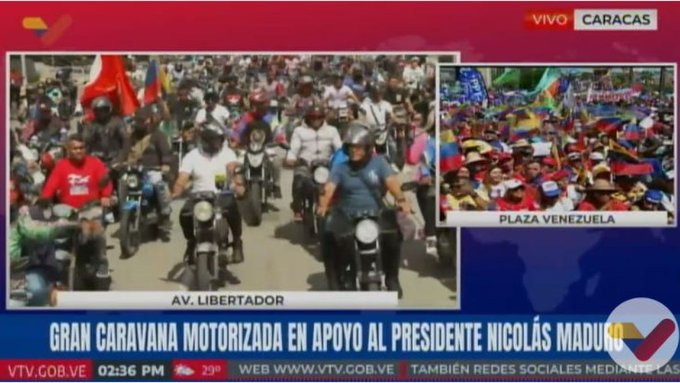 Motorizados toman calles de Caracas para celebrar un mes de la victoria del presidente Nicolás Maduro