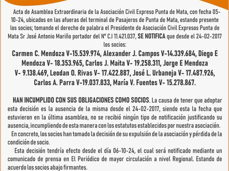 ASOCIACIÓN CIVIL EXPRESO PUNTA DE MATA