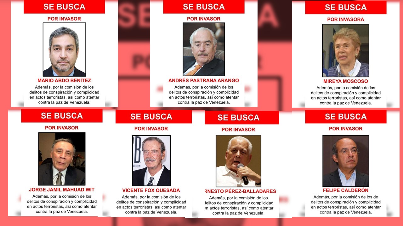 Gobierno nacional emite orden de "Se busca" a expresidentes de Colombia, Panamá, México, Paraguay y Ecuador (+Aviso)