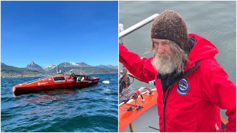 Ruso de 73 años hace historia al atravesar Atlántico Sur en bote de remo