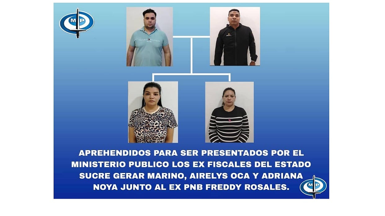 Fiscal anuncia la detención de 3 Exfiscales en Cumaná por presunta extorsión