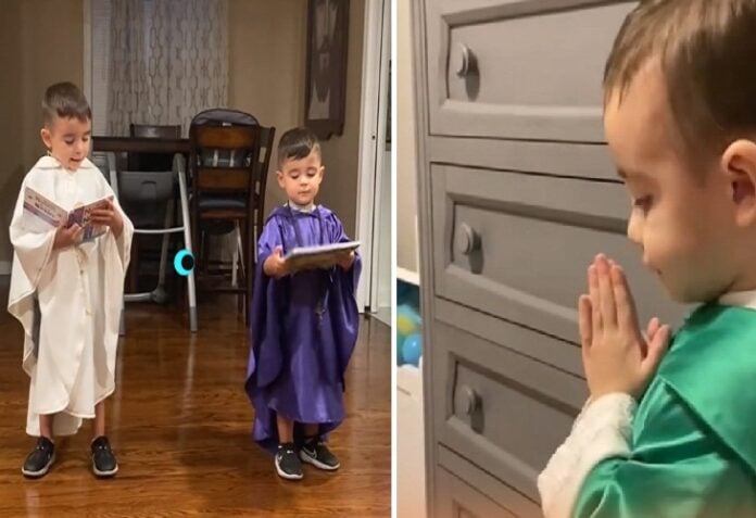 El niño que ha enternecido a las redes tras ser captado jugando a ser sacerdote