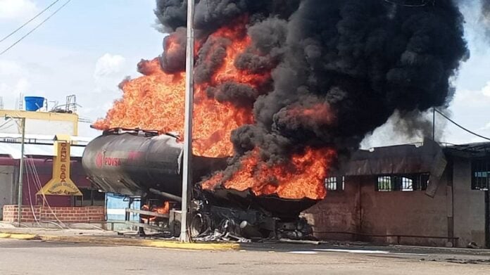 Viviendas y comercios afectados por incendio de cisterna en Guárico