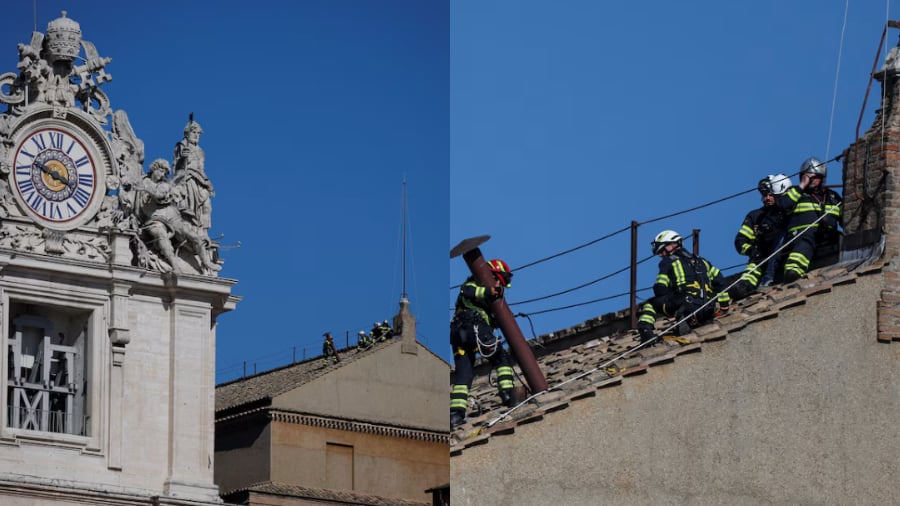 El Vaticano comenzó la instalación de la chimenea en la Capilla Sixtina que anunciará la elección del nuevo Papa
