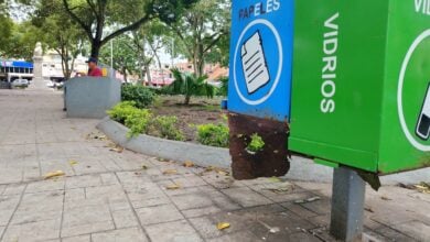 Papeleras de las plazas dañadas.
