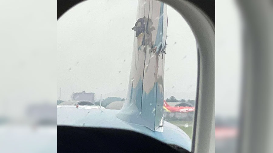 Insólito choque de dos aviones en Vietnam: una aeronave cortó la cola de otra antes de despegar