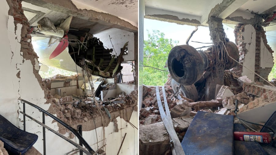 (+Video) Lo que quedó de una residencia de estudiantes en la que cayó el Boeing en India