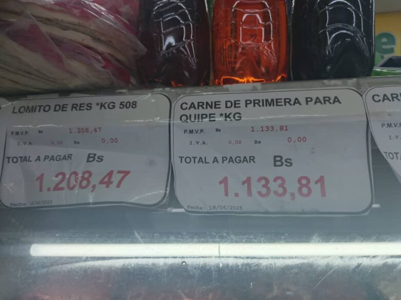 Por las nubes está el precio de la Carne en varios comercios de Maturín
