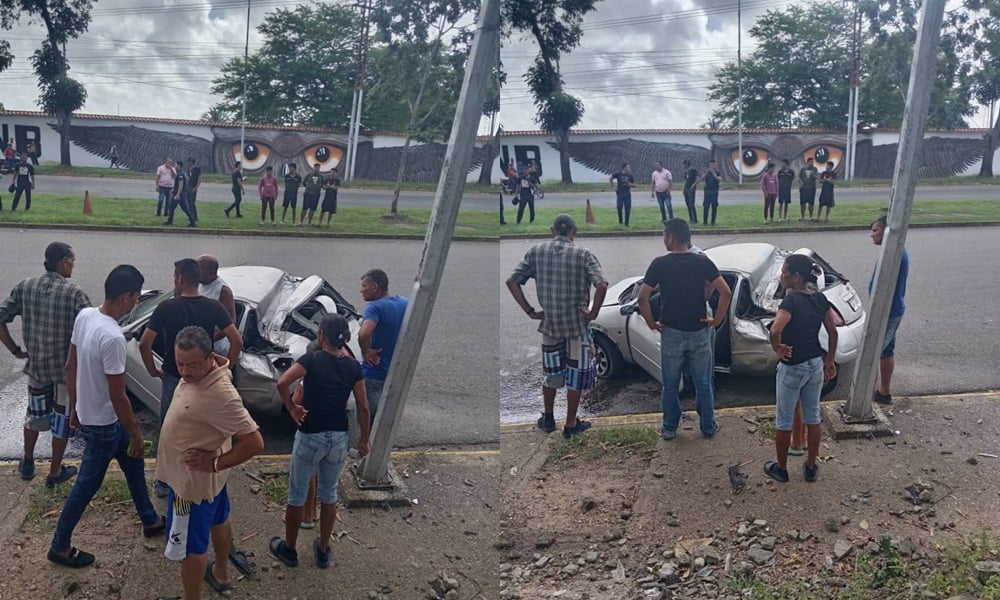 ¡Se salvaron de milagro! Iban a exceso de velocidad y chocaron en la Raúl Leoni
