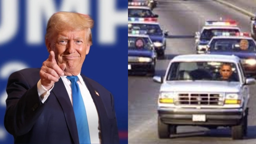 Donald Trump difunde meme donde persigue a Obama con patrullas.
