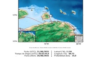 Reportan un sismo de magnitud 3.1 en Paraguaná, estado Falcón