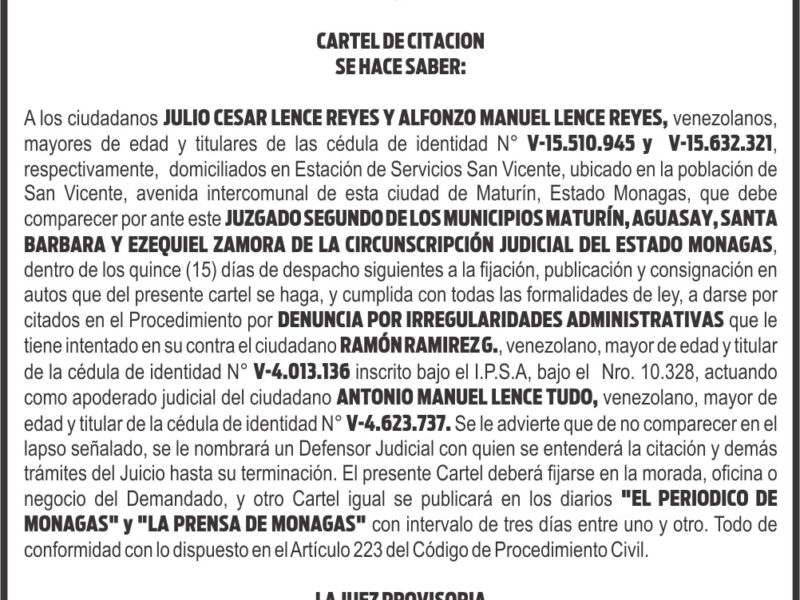 JUZGADO SEGUNDO DEL ESTADO MONAGAS