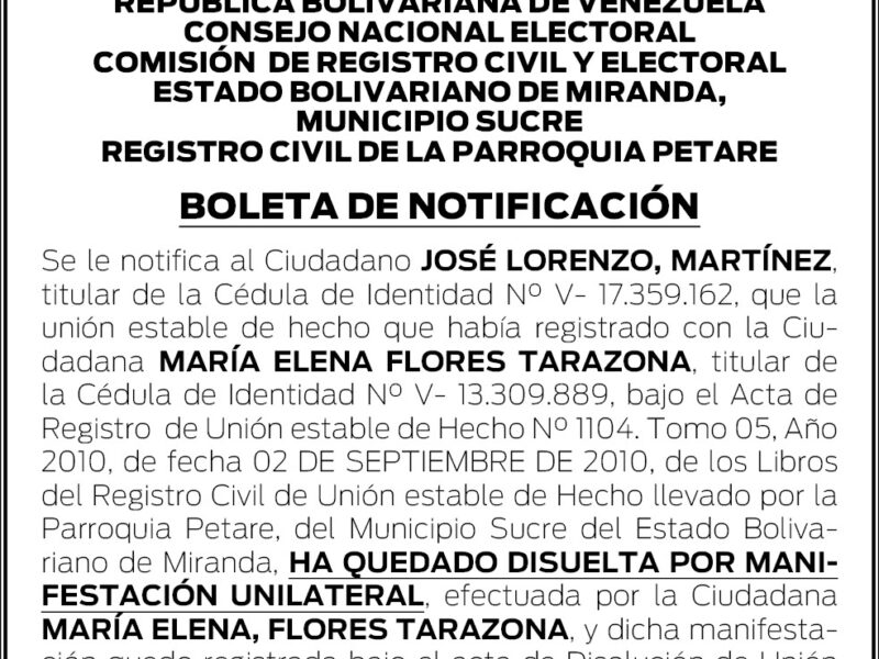 NOTIFICACIÓN CNE