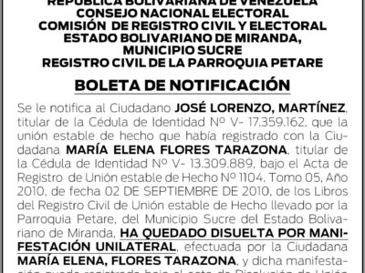 NOTIFICACIÓN CNE