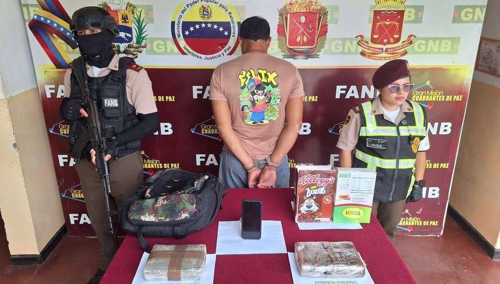 Detenido un ciudadano con 2.28 Kg de cocaína en Apure