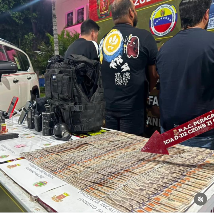 Detenidos cuatro hombres con material de guerra y dólares falsos en Táchira