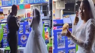 Video de recién casados comiendo perros calientes en la acera se vuelve viral en redes