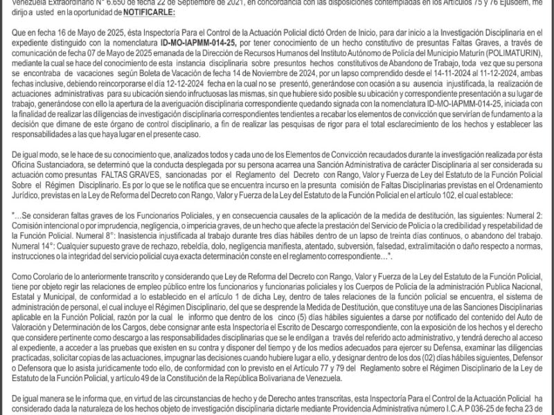 NOTIFICACIÓN ICAP POLIMATURÍN