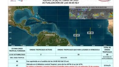 Ondas tropicales 47 y 48 llegarán a Venezuela la próxima semana