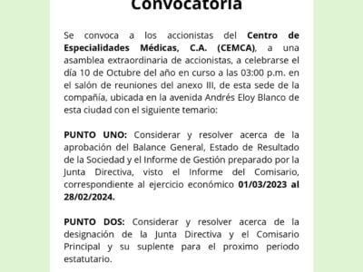 Convocatoria Centro Especialidades Médicas