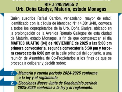 Convocatoria Doña Gladys