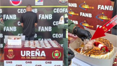 Incautan 45 dosis de presunta cocaína oculta en torta de cumpleaños en Táchira