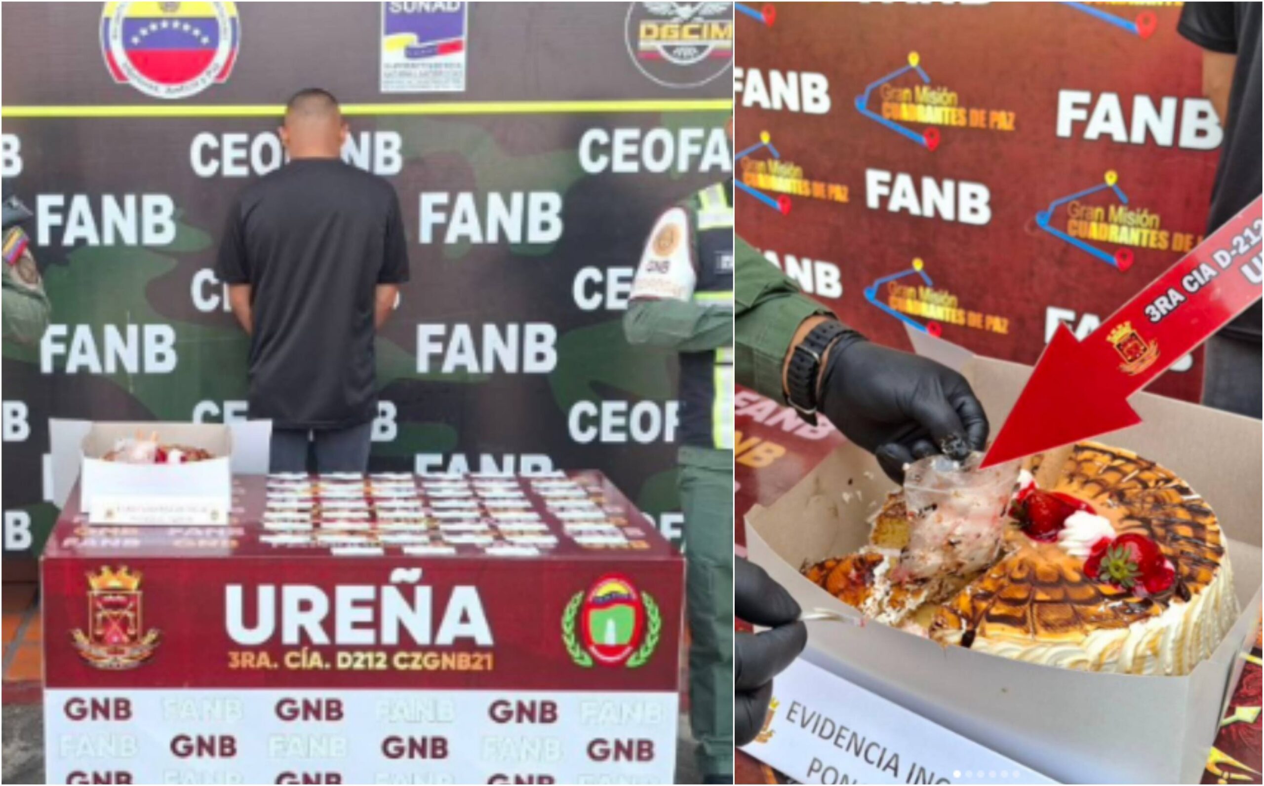 Incautan 45 dosis de presunta cocaína oculta en torta de cumpleaños en Táchira