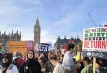 Miles de personas marchan en Londres a favor de Palestina