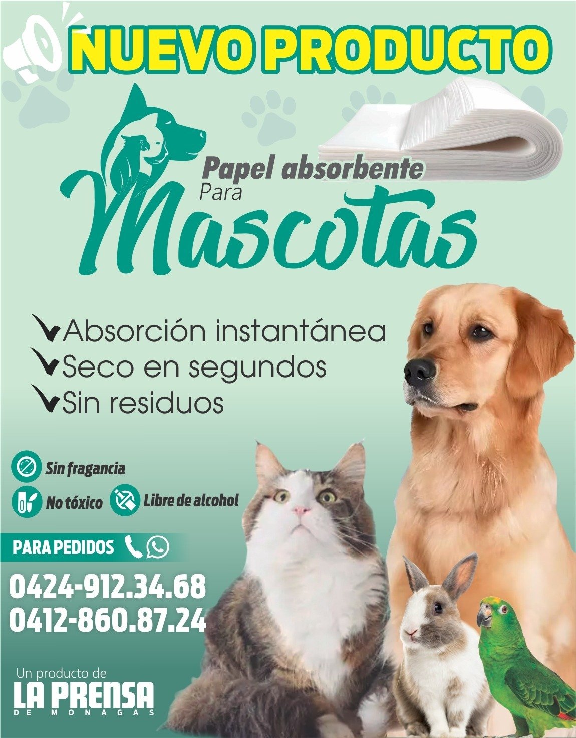 Papel absorbente para Mascotas