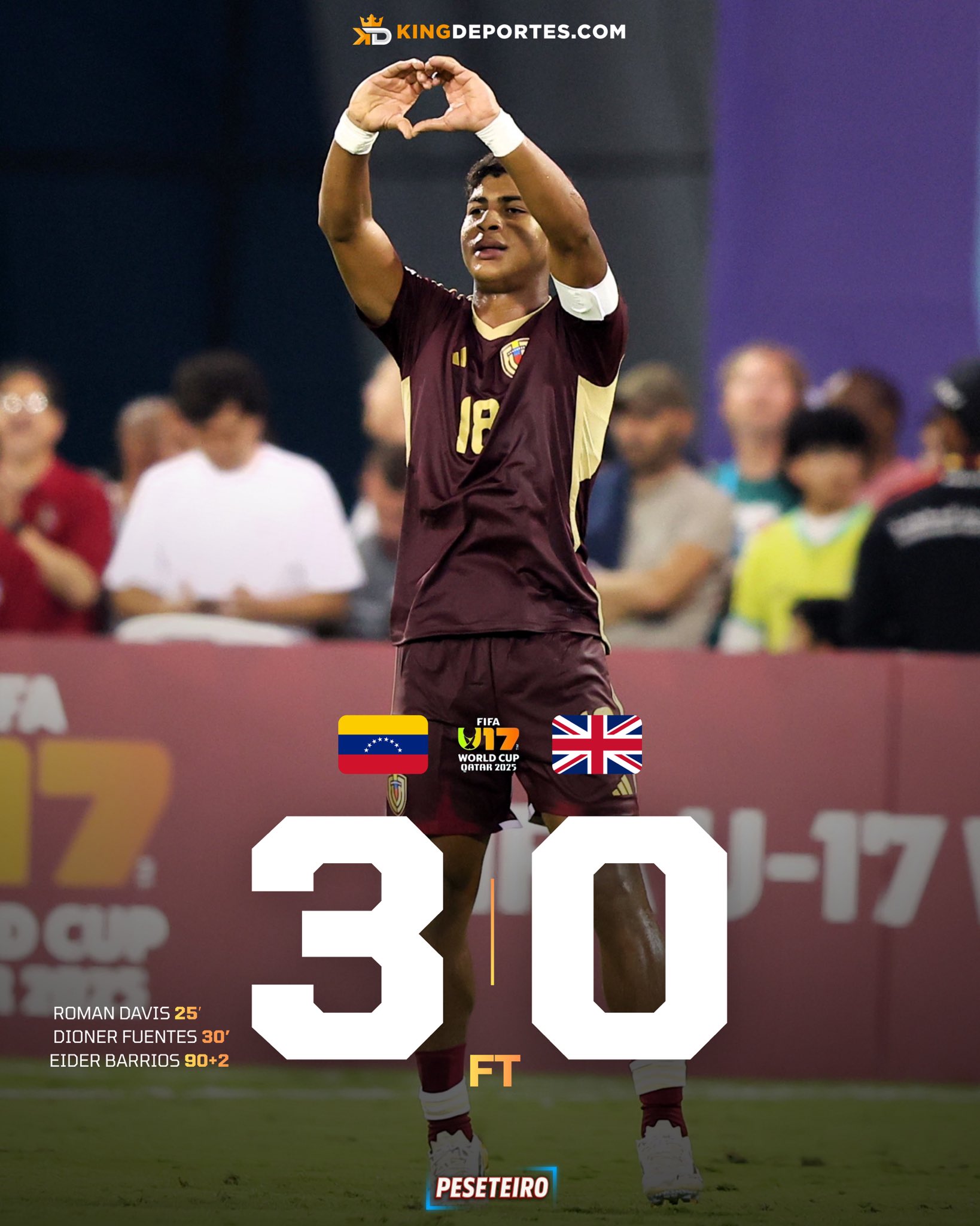 Histórico debut: Venezuela golea 3-0 a Inglaterra en el Mundial Sub-17