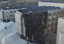 Incendio consume la fachada del Hospital Santa Lucía en España