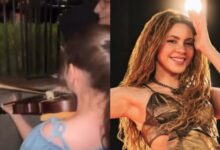 Shakira se detiene para escuchar a una pequeña violinista venezolana en Argentina