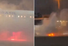 Avión se incendia antes de despegar en Brasil (video)