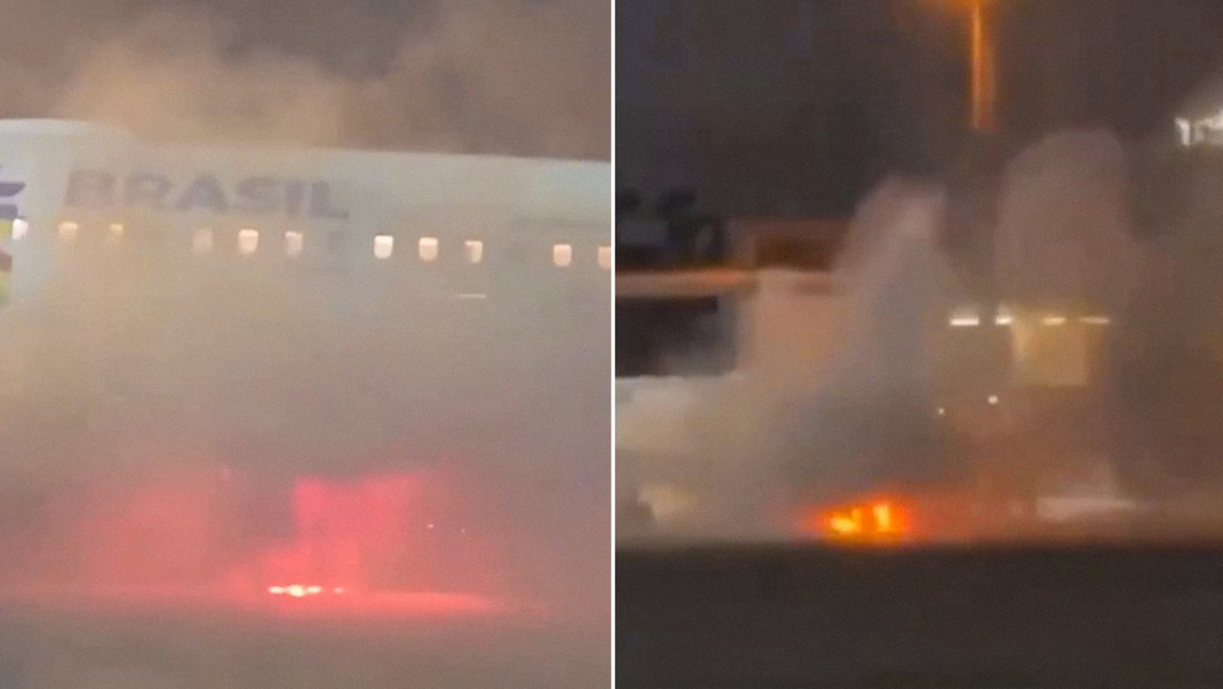Avión se incendia antes de despegar en Brasil (video)