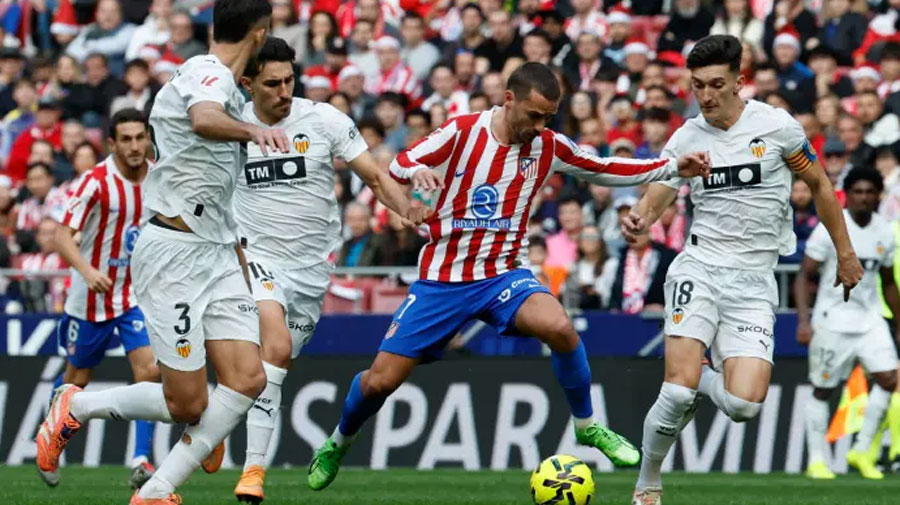 Atlético de Madrid vence al Valencia 2-1 con gol decisivo de Griezmann