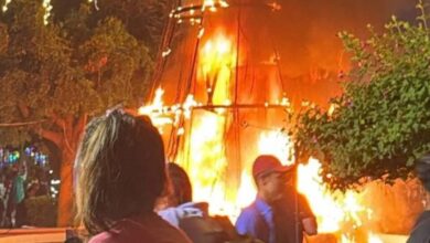 Encendido navideño termina en incendio de árbol en México