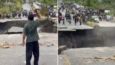 Impactante Video: Carretera se desploma por erosión del agua en Indonesia