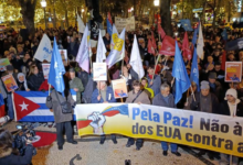 Marchan en Portugal en contra de agresión estadounidense a Venezuela