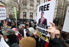Protestan en Tribunal Federal de Manhattan en apoyo al presidente Maduro