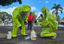 Realizan simulacro sobre manejo de materiales peligrosos en la Plaza Rómulo Gallegos