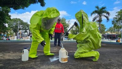 Realizan simulacro sobre manejo de materiales peligrosos en la Plaza Rómulo Gallegos