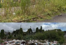 Entre monte y basura caminan los habitantes del sector 23 de Enero