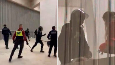 Disturbios entre la policía y aficionados tras la victoria del Osasuna sobre el Real Madrid