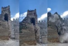Intensas lluvias provocan el derrumbe de un castillo medieval en España