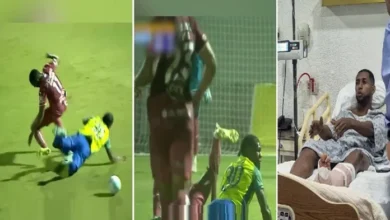 Video: Futbolista brasileño sufre impactante lesión durante un partido en la liga de Honduras