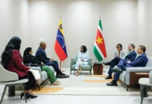 Delcy Rodríguez sostiene encuentro con la delegación diplomática de Surinam