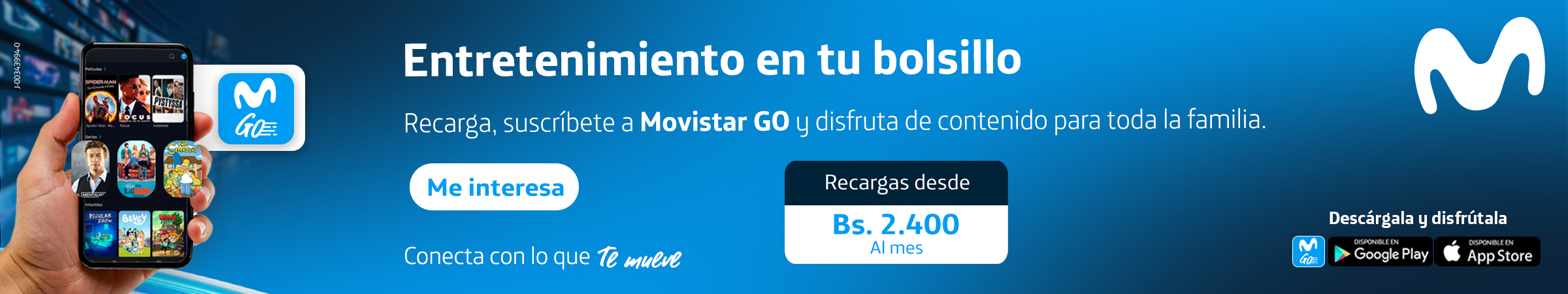 Entretenimiento en tu Bolsillo. Movistar Go x Bs. 2.400,00 al mes
