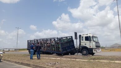 Camión de gas sufre desperfecto mecánico en la Zona Industrial