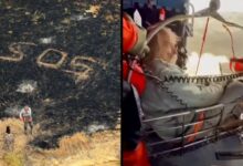 Rescatan a un hombre que pidió ayuda escribiendo "SOS" en las cenizas de una isla en llamas
